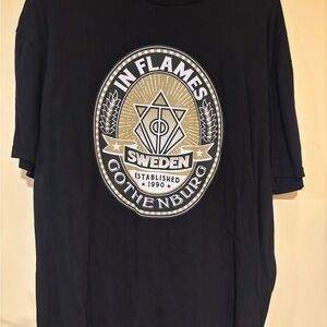 In Flames band Black Graphic Tee with Gold Design
